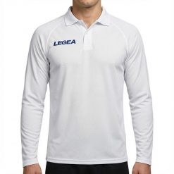 Męska Koszulka Polo Długie Rękawy do Biegania Biała. Białe t-shirty sportowe męskie Legea, m, z materiału, bez ramiączek, do biegania. Za 56.00 zł.