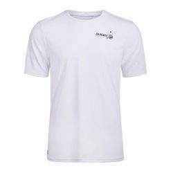 Koszulka UV surfingowa męska Olaian Water T-shirt krótki rękaw. Brązowe t-shirty męskie OLAIAN, m, bez wzorów, z dzianiny, bez kołnierzyka. Za 39.99 zł.
