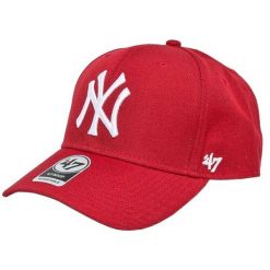 Czapka Z Daszkiem MLB New York Yankees. Czerwone czapki męskie 47 Brand, bez wzorów. Za 166.99 zł.