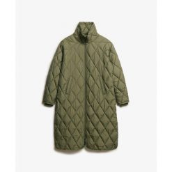 Damska kurtka puchowa Superdry Superlong Liner. Zielone kurtki damskie Superdry., bez wzorów, z puchu, bez kaptura. W wyprzedaży za 427.20 zł.