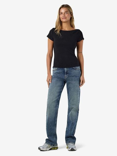 Noisy may Koszulka "Maya" w kolorze czarnym rozmiar: L. Czarne bluzki damskie Noisy may, l, bez wzorów, z bawełny, bez kołnierzyka. Za 70.57 zł.