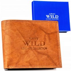 Portfel skórzany Always Wild AW-N5-MAL j. brązowy. Brązowe portfele męskie Always Wild, bez wzorów, ze skóry. Za 45.00 zł.
