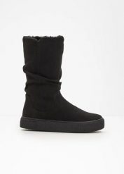 Kozaki. Czarne kozaki damskie bonprix, bez obcasa. Za 147.99 zł.
