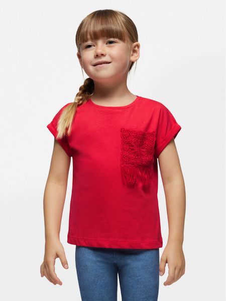 Mayoral T-Shirt 3087 Czerwony Regular Fit. Czerwone koszulki dziewczęce Mayoral, bez wzorów, z bawełny, bez ramiączek. Za 49.99 zł.