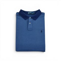 Polo Ralph Lauren koszulka męska z krótkim rękawem. Niebieskie koszulki polo męskie Ralph Lauren, l, bez wzorów, z materiału, bez ramiączek. Za 106.46 zł.