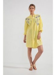 Josephine & Co Sukienka w kolorze żółtym rozmiar: 38. Żółte sukienki damskie Josephine & Co, na co dzień, bez wzorów, z bawełny, bez kołnierzyka, bez ramiączek, midi, proste. Za 157.73 zł.