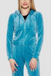 JUICY COUTURE Niebieska damska bluza Madison, Rozmiar L. Niebieskie bluzy z kapturem damskie Juicy Couture, l, z materiału. Za 459.99 zł.