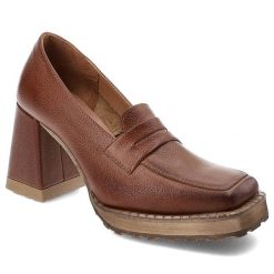 Brązowe Stylowe Półbuty Damskie Exquisite. Brązowe półbuty damskie EXQUISITE, bez wzorów, ze skóry, biznesowe, bez obcasa, na obcasie. Za 349.00 zł.