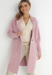 Różowy Płaszcz z Bawełną Oversize Klepheia. Czerwone płaszcze damskie Born2be, bez wzorów, z bawełny. Za 219.99 zł.