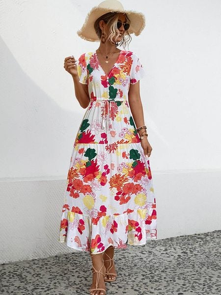 Ariel Tesoro Sukienka w kolorze biało-czerwonym rozmiar: 40. Białe sukienki damskie Ariel Tesoro, bez wzorów, bez kołnierzyka, bez ramiączek, maxi. Za 135.17 zł.