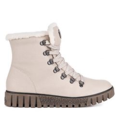 Botki Rieker. Brązowe botki damskie Rieker, bez obcasa, na płaskiej podeszwie, bez zapięcia. Za 379.99 zł.