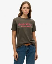 Superdry Venue Metallic Relaxed T‑Shirt 100% Bawełna Organiczna – Vintage Black. Czarne t-shirty damskie Superdry., bez wzorów, z bawełny, bez kołnierzyka. Za 170.70 zł.