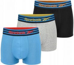 Bokserki majtki męskie bawełniane 3 pary REEBOK TRUNK KENT. Niebieskie bokserki męskie Reebok, bez wzorów, z bawełny. Za 95.00 zł.