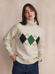 Sweter damski TBS Burlicol. Białe swetry klasyczne damskie Tbs, na zimę, m, z dzianiny, bez kołnierzyka. Za 274.50 zł.