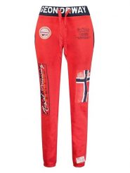 Geographical Norway Spodnie dresowe "Moliere" w kolorze czerwonym rozmiar: M. Czerwone spodnie dresowe damskie Geographical Norway, m, z aplikacjami, z dresówki. Za 110.04 zł.