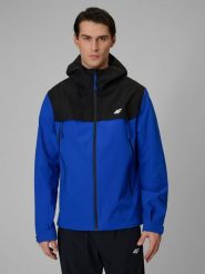 4F Kurtka przejściowa membrana 5000 męska - niebieska L. Niebieskie kurtki męskie 4f, l, bez wzorów, z materiału, biznesowe, bez kaptura. Za 399.99 zł.