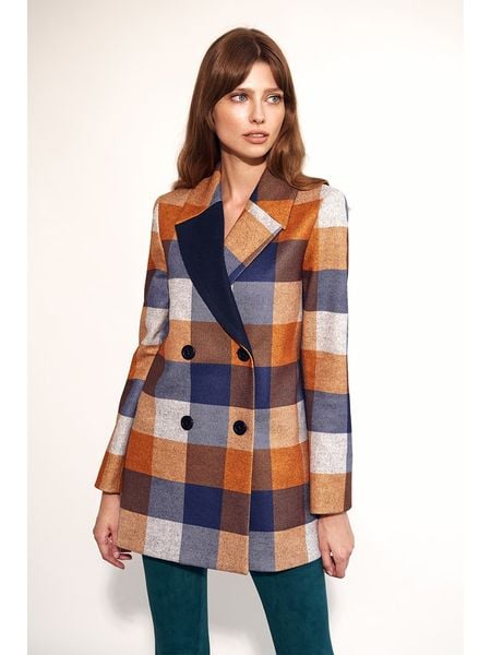 Nife Płaszcz przejściowy w kolorze pomarańczowo-granatowym rozmiar: 36. Niebieskie płaszcze damskie Nife, bez wzorów. Za 292.20 zł.