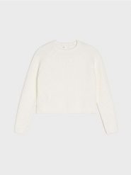 Prążkowany sweter - kremowy. Białe swetry klasyczne damskie Sinsay, l, prążkowane, bez kołnierzyka. Za 49.99 zł.