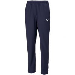 Spodnie męskie Puma teamRISE Sideline Pants. Niebieskie spodnie dresowe męskie Puma, bez wzorów, z dresówki. W wyprzedaży za 139.00 zł.