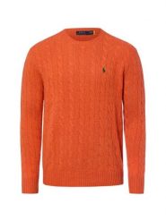 Polo Ralph Lauren sweter z dzianiny z zawartością kaszmiru Mężczyźni Wełna pomarańczowy, XL. Brązowe swetry męskie Polo Ralph Lauren, m, bez wzorów, z dzianiny, bez kołnierzyka. Za 1,199.95 zł.