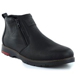 Skórzane botki trzewiki męskie czarne Rieker 10553-00. Czarne buty zimowe męskie Rieker, ze skóry, bez zapięcia. Za 278.85 zł.
