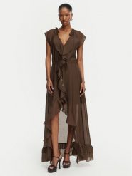 Guess Sukienka koktajlowa W6GK87 W2111 Brązowy ciemny Regular Fit. Brązowe sukienki damskie Guess, s, z aplikacjami, z lyocellu, wizytowe, bez kołnierzyka, bez ramiączek. Za 794.99 zł.