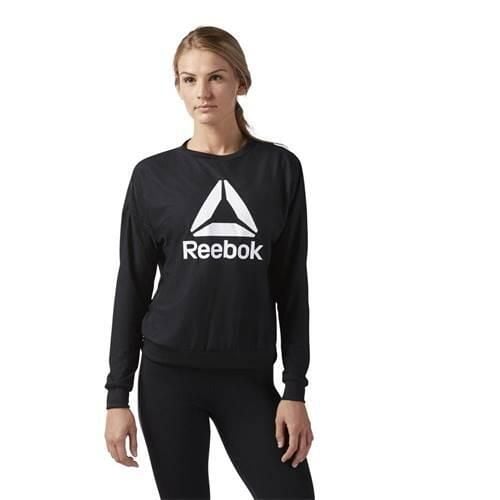 Bluza treningowa damska Reebok Workout Ready Activchill Crew Neck. Czarne bluzy bez kaptura damskie Reebok, xs, bez wzorów, bez ramiączek, bez kaptura. Za 228.00 zł.