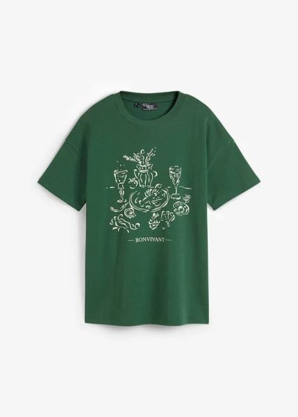 T-shirt oversize z bawełny organicznej. Czerwone t-shirty damskie bonprix, bez wzorów, z bawełny, bez kołnierzyka. Za 47.99 zł.