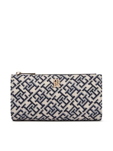 Tommy Hilfiger Portfel Th Icon Long Bifold Jacquard AW0AW19003 Niebieski. Niebieskie portfele damskie Tommy Hilfiger, bez wzorów, z materiału. Za 289.99 zł.