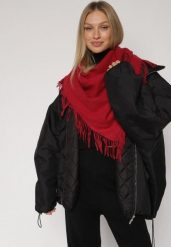 Bordowy Trójkątny Szalik z Wiskozy i Bawełny z Frędzlami Vetirala. Czerwone szaliki i kominy damskie Born2be, bez wzorów, z bawełny. Za 44.99 zł.