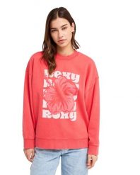 Bluza dla Kobiety LINEUP TERRY Czerwony. Czerwone bluzy bez kaptura damskie Roxy, m, z bawełny. Za 174.99 zł.