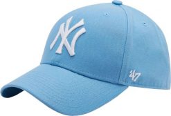 Czapka z daszkiem - New York Yankees Czapka regulowana. Niebieskie czapki męskie 47 Brand, bez wzorów, z materiału. Za 190.50 zł.
