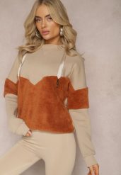 Beżowa Bawełniana Bluza z Kapturem ze Ściągaczami i Polarem Eurynia. Brązowe bluzy z kapturem damskie Renee, z bawełny. Za 84.99 zł.
