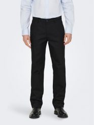 Only & Sons Spodnie materiałowe Edge-Ed 22024468 Czarny Relaxed Fit. Czarne spodnie materiałowe męskie Only & Sons, bez wzorów, z bawełny. Za 129.99 zł.