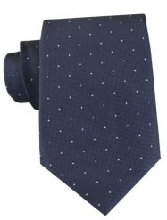 Granatowy Krawat w Drobny, Biały Groszek - Chattier. Niebieskie krawaty i muchy męskie Chattier, bez wzorów, z tkaniny, eleganckie. Za 55.00 zł.