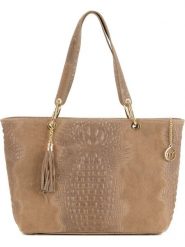 Mia Tomazzi Skórzany shopper bag w kolorze szarobrązowym - 58 x 42 x 14 cm rozmiar: onesize. Brązowe shopper bag damskie Mia Tomazzi, z aplikacjami, z materiału, na ramię, bez dodatków. Za 304.99 zł.