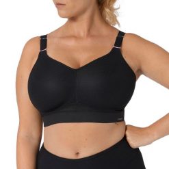 Stanik do biegania Hybrid Lite z wysoki poziomem podtrzymywania. Czarne biustonosze TRIACTION, bez wzorów, z bawełny. Za 288.00 zł.