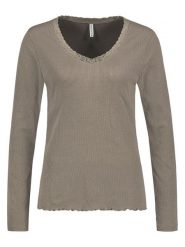 Eight2Nine Koszulka w kolorze szarobrązowym rozmiar: L. Brązowe bluzki damskie Eight2Nine, l, bez wzorów, z koronki, bez kołnierzyka. Za 43.99 zł.