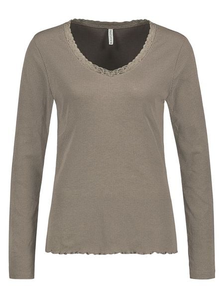 Eight2Nine Koszulka w kolorze szarobrązowym rozmiar: L. Brązowe bluzki damskie Eight2Nine, l, bez wzorów, z koronki, bez kołnierzyka. Za 43.99 zł.