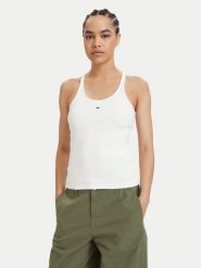 Tommy Jeans Top Racerback DW0DW22264 Beżowy jasny Slim Fit. Brązowe topy damskie Tommy Jeans, xl, bez wzorów, z bawełny, bez kołnierzyka. Za 169.99 zł.