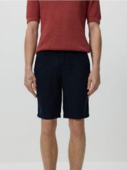 Lniane szorty regular fit - granatowy. Niebieskie szorty męskie Reserved, bez kołnierzyka. W wyprzedaży za 139.99 zł.