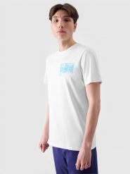 4F T-shirt regular z nadrukiem męski - biały S. Białe t-shirty męskie 4f, m, bez wzorów, z bawełny, bez kołnierzyka. W wyprzedaży za 29.99 zł.