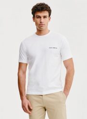PAKO LORENTE – Biały t-shirt męski. Białe t-shirty męskie Pako Lorente, m, bez wzorów, z bawełny, bez kołnierzyka. Za 69.99 zł.