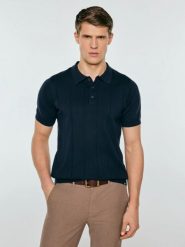 Sweter męski polo z krótkim rękawem granatowy matison 403. Niebieskie swetry męskie Big Star, l, bez wzorów, z bawełny, bez kołnierzyka. Za 159.99 zł.