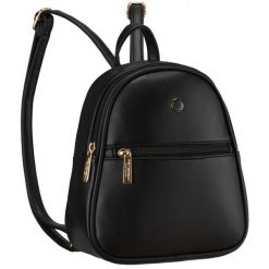 Mały plecak damski mini plecaczek miejski na suwak czarny ze skóry ekologicznej Peterson PTN MX03-P. Czarne plecaki damskie Peterson, bez wzorów, ze skóry ekologicznej. Za 84.99 zł.