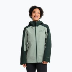 Kurtka przeciwdeszczowa damska Jack Wolfskin Wildbound 2L. Zielone kurtki damskie Jack Wolfskin, l, bez kaptura. Za 678.35 zł.