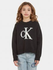 Calvin Klein Jeans Sweter Fluffy Monogram IG0IG02220 Czarny Regular Fit. Czarne spodnie dziewczęce Calvin Klein Jeans, z bawełny. Za 399.99 zł.