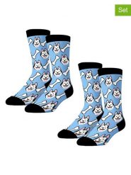 Lucky Socks Skarpety (2 pary) w kolorze błękitno-biało-czarnym rozmiar: 36-40. Białe skarpetki męskie Lucky Socks, bez wzorów, prążkowane. Za 34.99 zł.