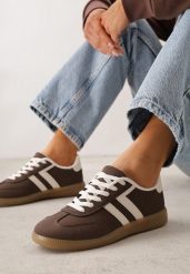 Brązowe Sneakersy Typu Klasyczne Tenisówki Kilice. Brązowe trampki i tenisówki damskie Renee, bez wzorów, z koronki. Za 99.99 zł.