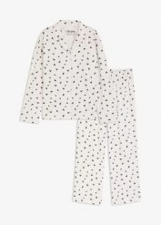 Piżama oversize z guzikami. Białe piżamy damskie bonprix, bez wzorów, bez ramiączek. Za 129.99 zł.